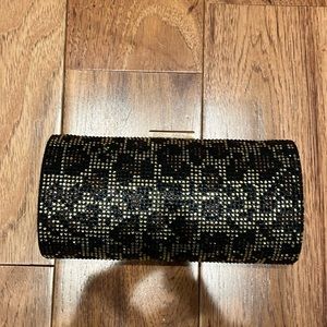 NWT Jessica McClintock leopard rhinestone evening bag clutch/strap